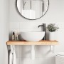 Estante de lavabo de pared de acero y madera maciza de haya