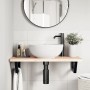 Estante de lavabo de pared de acero y madera maciza de haya
