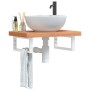 Estante de lavabo de pared de acero y madera maciza de haya