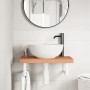 Estante de lavabo de pared de acero y madera maciza de haya
