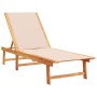 Tumbonas 2 uds con mesa madera maciza acacia y textileno crema