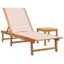 Tumbonas 2 uds con mesa madera maciza acacia y textileno crema