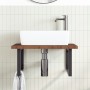 Estante de lavabo de pared de acero y madera maciza de roble