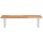 Estante de lavabo de pared acero y madera maciza de acacia