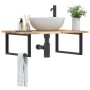 Estante de lavabo de pared acero y madera maciza de acacia