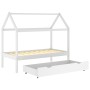Estructura de cama infantil cajón madera pino blanco 80x160 cm