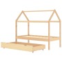Estructura de cama infantil con cajón madera de pino 80x160 cm