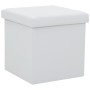 Taburete con almacenaje plegable cuero sintético blanco