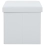 Taburete con almacenaje plegable cuero sintético blanco