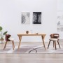 Sillas de comedor 2 uds madera curvada y cuero sintético crema