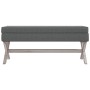 Taburete con almacenaje tela gris oscuro 110x45x49 cm