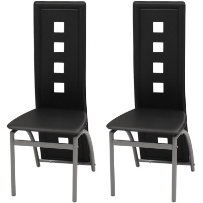 Sillas de comedor 2 unidades cuero sintético negro