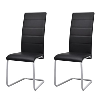 Sillas de comedor voladizas 2 unidades cuero sintético negro