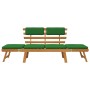 Banco de jardín con cojines 2 en 1 190 cm madera maciza acacia