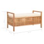 Banco de almacenamiento de madera maciza de nogal 93x49x49 cm