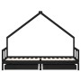 Estructura de cama niños con cajones madera pino negro 80x200cm