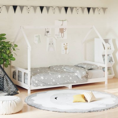 Estructura de cama para niños madera de pino blanco 90x190 cm