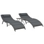 Set de muebles de jardín plegables 3 pzas ratán sintético gris