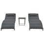 Set de muebles de jardín plegables 3 pzas ratán sintético gris