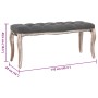 Banco lino y madera maciza gris oscuro 110x38x48 cm