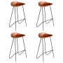 Taburetes de cocina 4 unidades cuero auténtico marrón