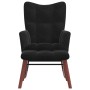 Silla mecedora con reposapiés terciopelo negro