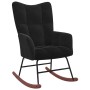 Silla mecedora con reposapiés terciopelo negro