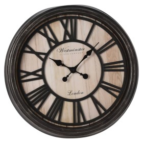 H&S Collection Reloj de pared números romanos London negro y natural