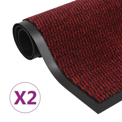 Alfombras de entrada rectangulares de nudo 2 uds rojo 80x120 cm