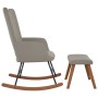 Silla mecedora con reposapiés terciopelo gris claro