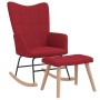 Silla mecedora con reposapiés tela rojo tinto
