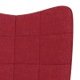 Silla mecedora con reposapiés tela rojo tinto