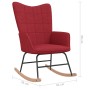 Silla mecedora con reposapiés tela rojo tinto