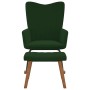 Silla mecedora con reposapiés terciopelo verde oscuro