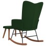 Silla mecedora con reposapiés terciopelo verde oscuro