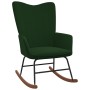 Silla mecedora con reposapiés terciopelo verde oscuro