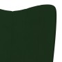 Silla mecedora con reposapiés terciopelo verde oscuro