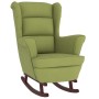 Silla mecedora patas de madera de caucho terciopelo verde claro