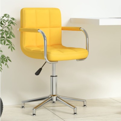 Silla de oficina giratoria de tela amarilla mostaza