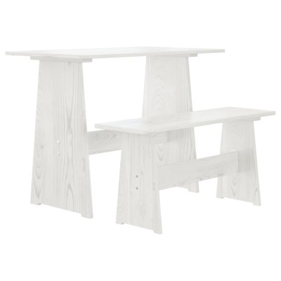 Mesa de comedor con banco REINE madera maciza de pino blanco