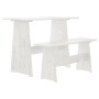 Mesa de comedor con banco REINE madera maciza de pino blanco
