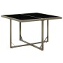 Mesa de jardín ratán sintético y vidrio gris 109x107x74 cm