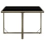 Mesa de jardín ratán sintético y vidrio gris 109x107x74 cm