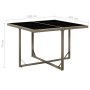 Mesa de jardín ratán sintético y vidrio gris 109x107x74 cm