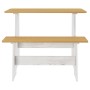 Mesa de comedor con banco REINE madera de pino marrón blanco