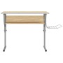 Mesa de dibujo madera y acero gris y roble 110x53x(58-87) cm