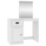 Tocador con espejo madera contrachapada blanco 90x50x132,5 cm
