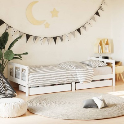 Estructura cama niños con cajones madera pino blanco 90x200 cm