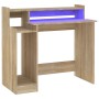 Escritorio con LED madera contrachapada roble sonoma 97x45x90cm