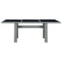 Mesa de jardín de ratán sintético y vidrio templado gris claro